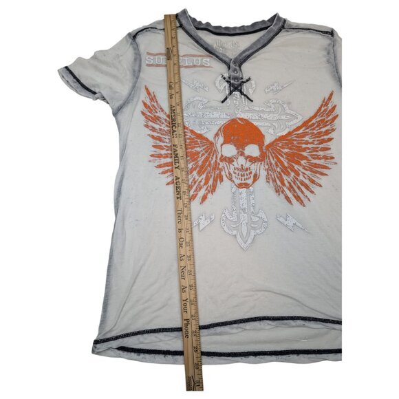 Mens Surplus‎ Brand Shirt Sz XL, Thin Lightweight Breathable Skull Wings Cross - Picture 8 of 8